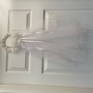 First communion or flower girl hairpiece/veil